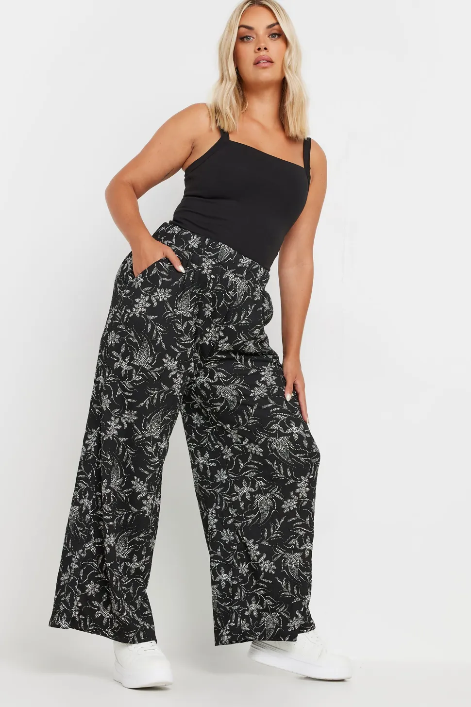 Printed Wide Leg Trousers
