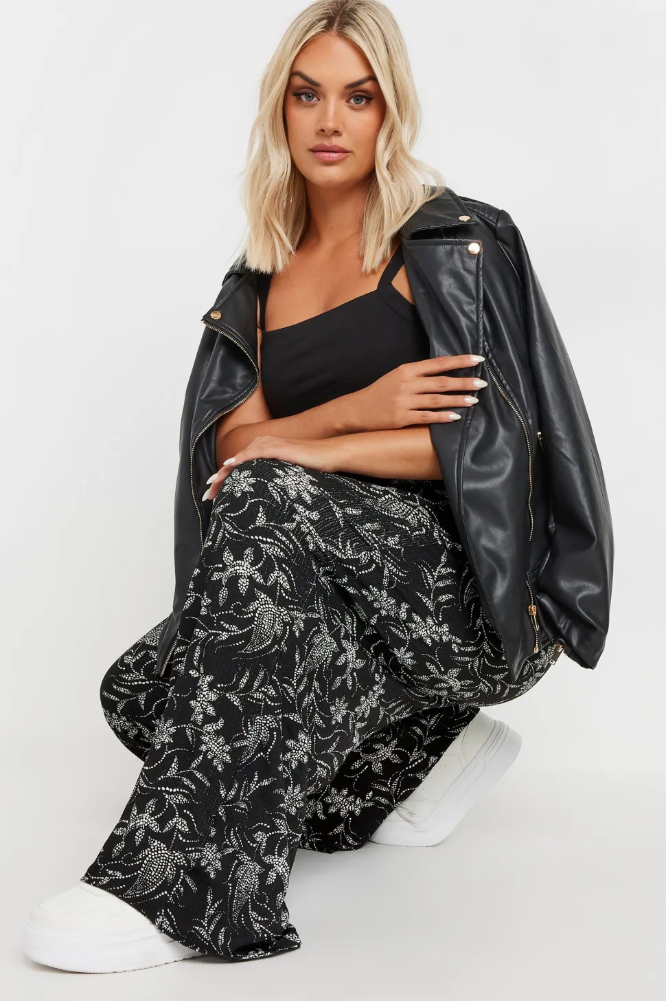 Printed Wide Leg Trousers