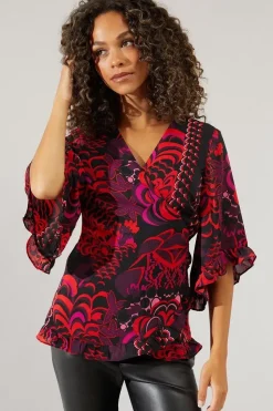 Printed Wrap Blouse