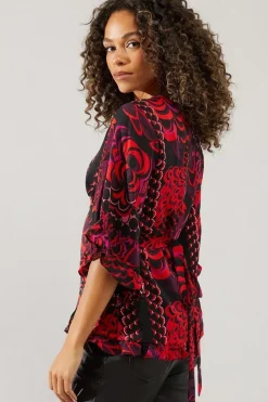 Printed Wrap Blouse