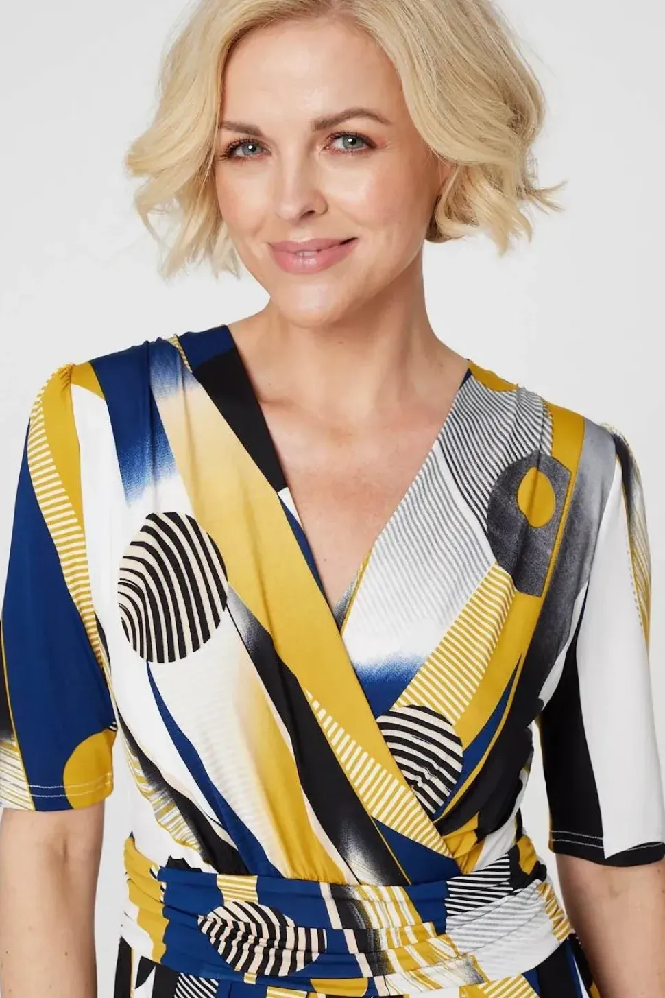 Printed Wrap Front Midi Dress