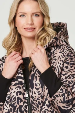 Printed Zip Front High Low Coat