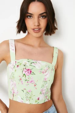 Print Ottoman Twill Corset Top