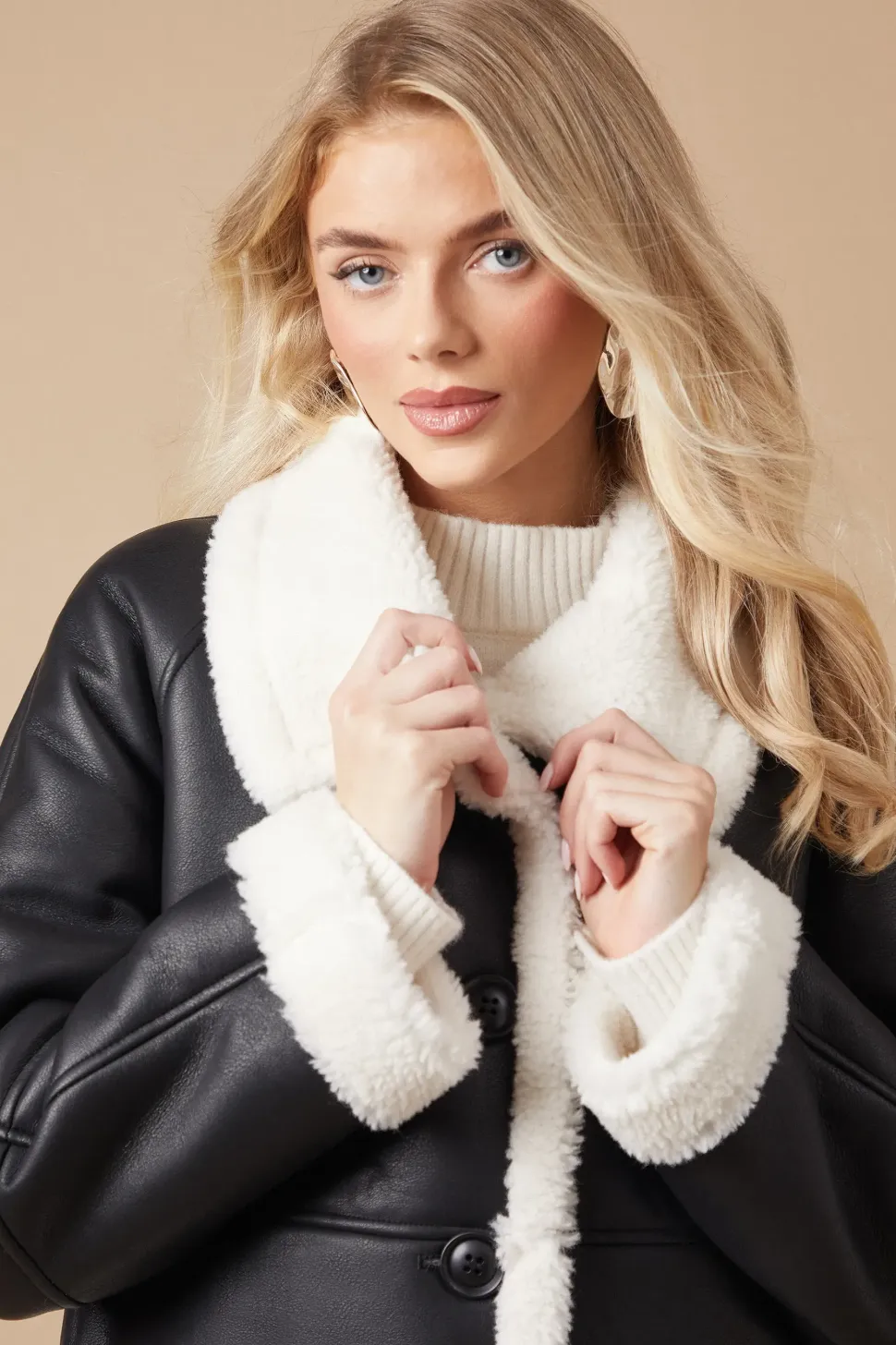 Pu Bonded Shearling Coat