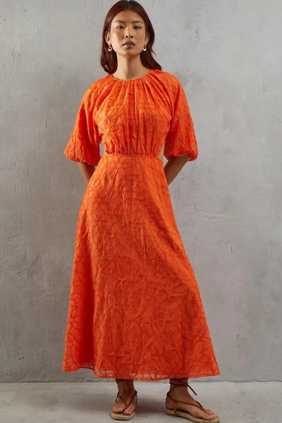 Puff Shoulder Organza Smock Dress