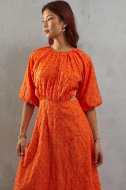 Puff Shoulder Organza Smock Dress