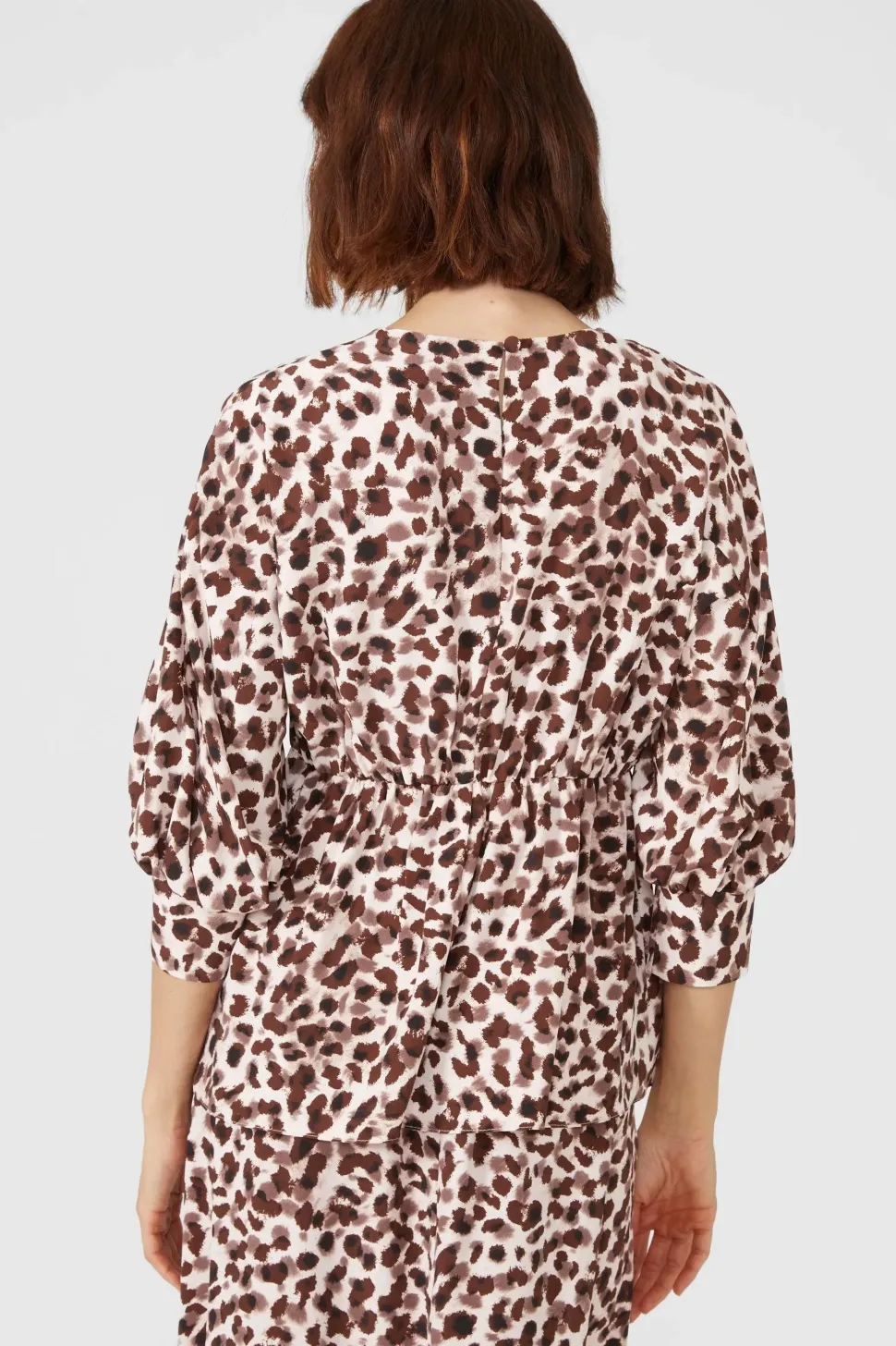 3/4 Puff Sleeve Animal Printed Blouse
