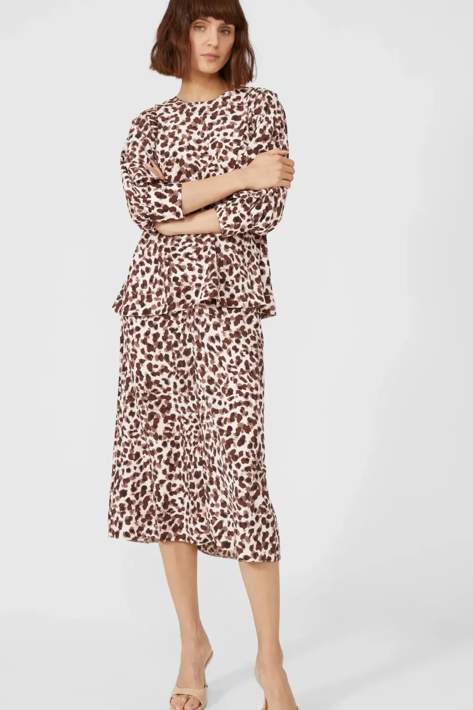 3/4 Puff Sleeve Animal Printed Blouse