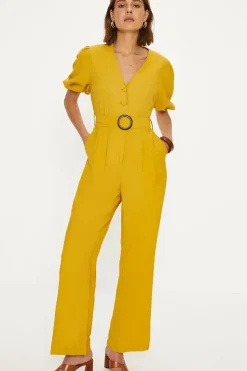 Puff Sleeve Belted Jumpsuit