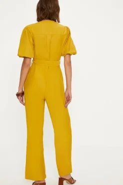 Puff Sleeve Belted Jumpsuit