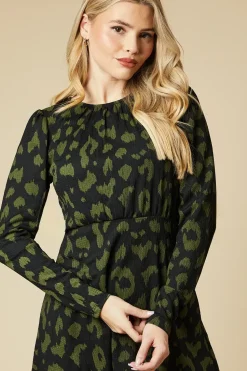 Puff Sleeve Fit And Flare Mini Dress