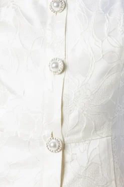 Puff Sleeve Jewel Button Bridal Mini Dress