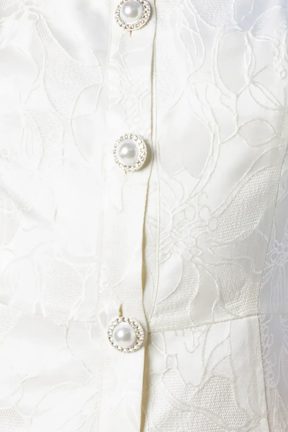 Puff Sleeve Jewel Button Bridal Mini Dress