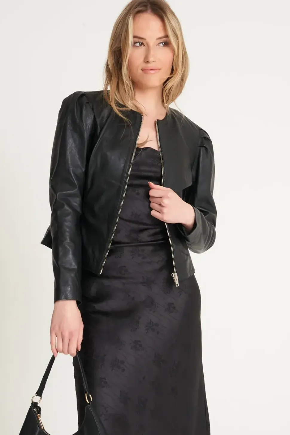 Puff Sleeve Leather Jacket
