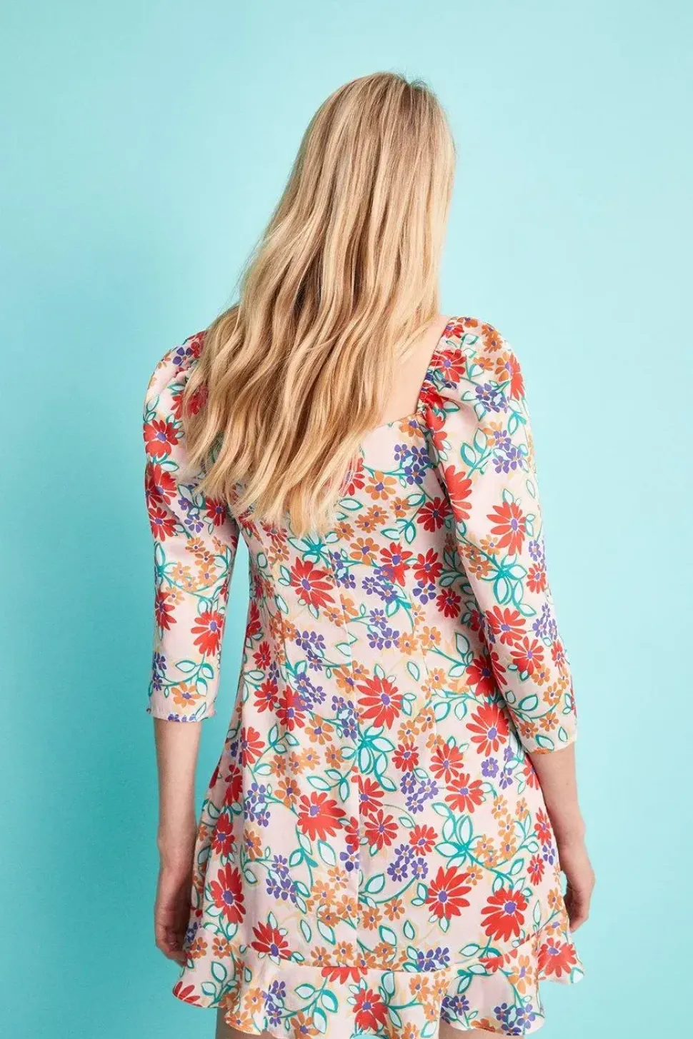 Puff Sleeve Mini Dress In Floral