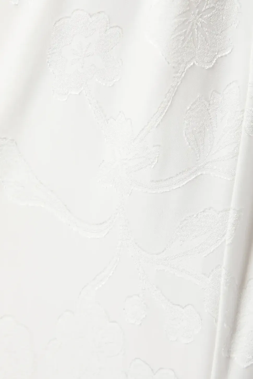 Puff Sleeve Satin Jacquard Wrap Waist Wedding Dress