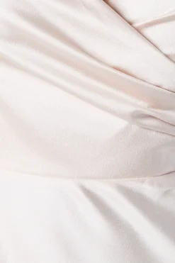 Puff Sleeve Satin Wrap Top Bridesmaids Dress