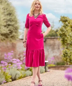 Puff Sleeve Vintage Cord Dress