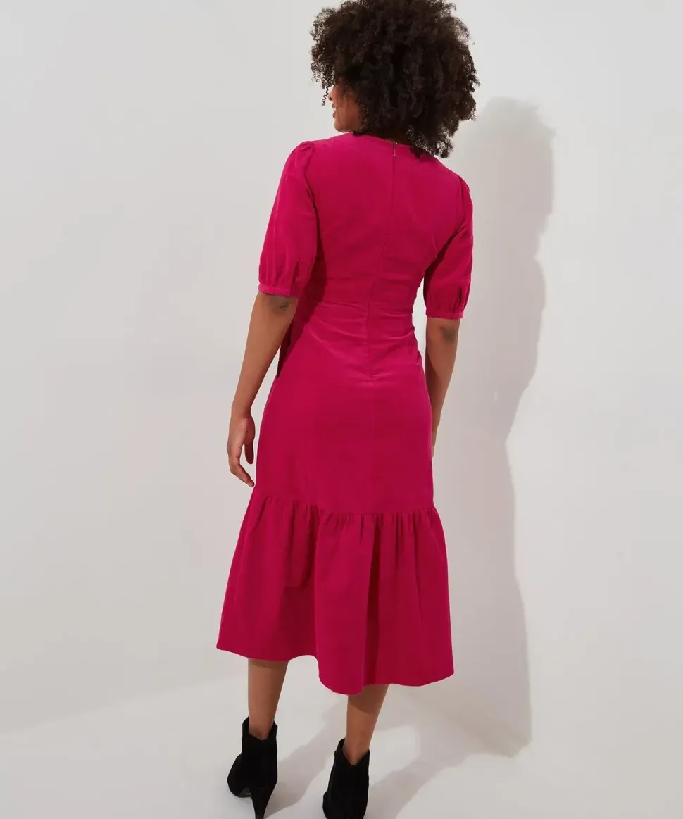 Puff Sleeve Vintage Cord Dress