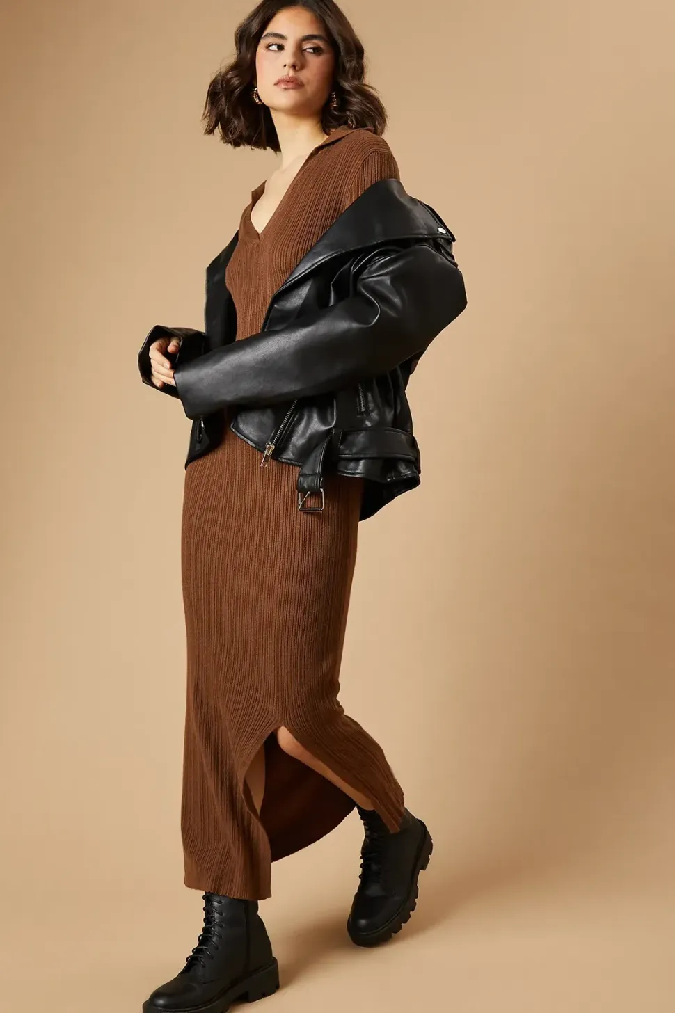 PU Leather Zip Detail Jacket