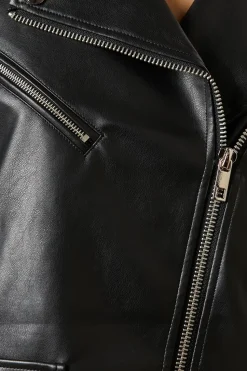 PU Leather Zip Detail Jacket