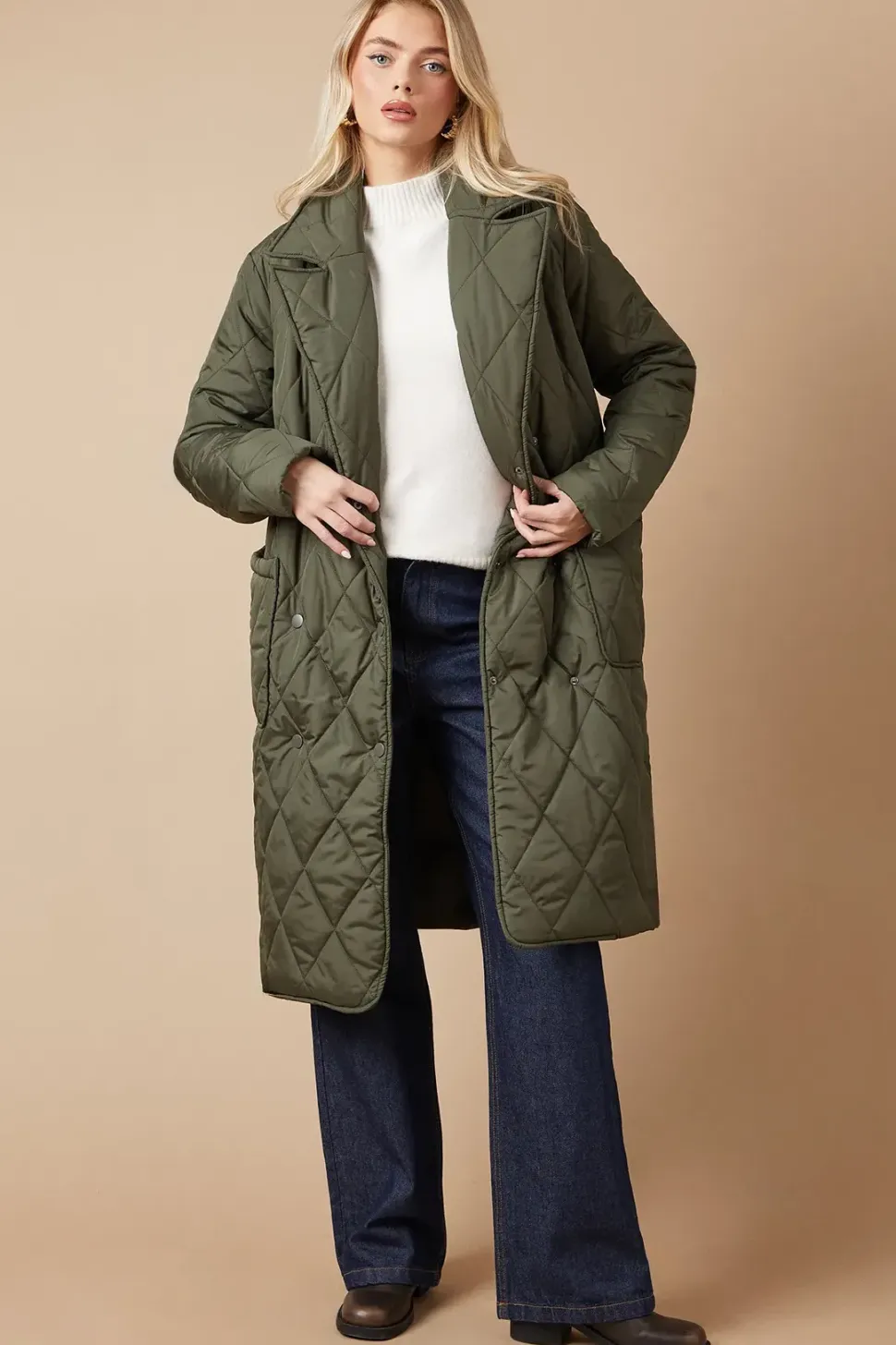 Quilted Diamond Puffer Coat