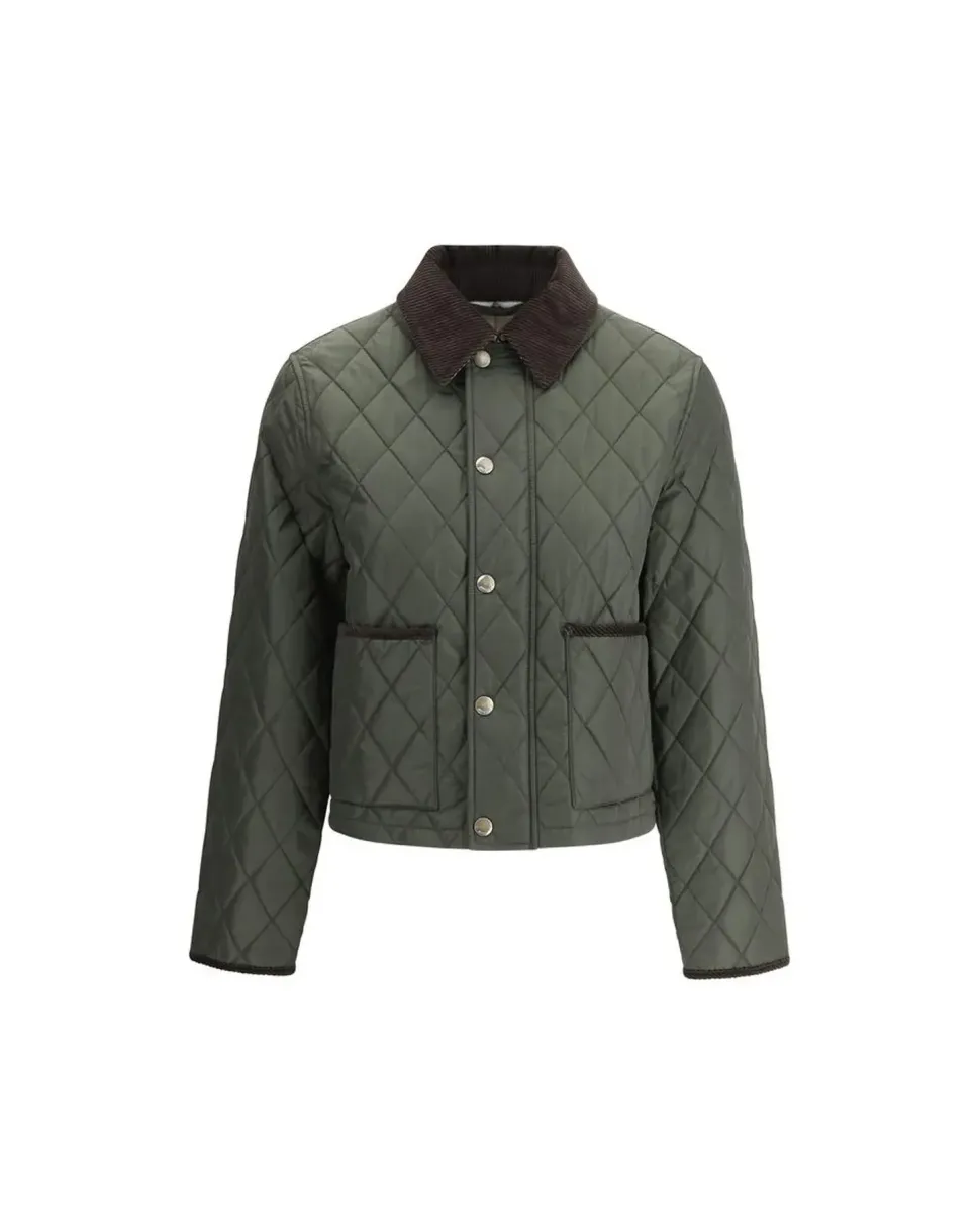 Quilted Jacket with Corduroy Collar and Archivio Check Lining