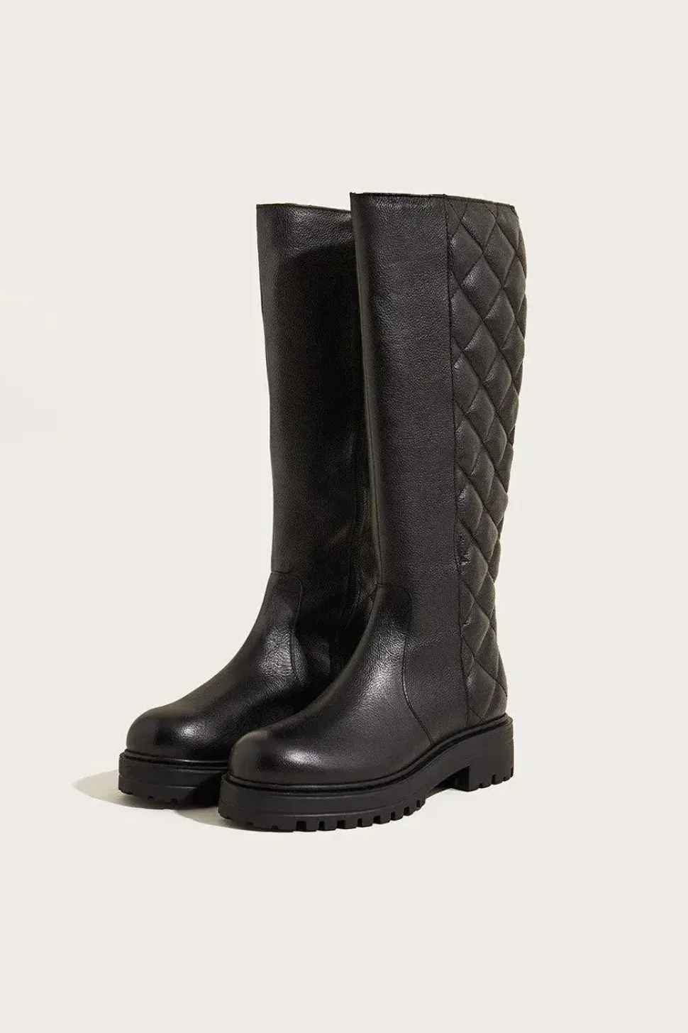 Quilted Leather Stomp Boots