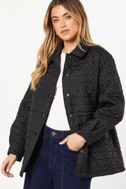 Quilted Padded Collar Short Puffer Coat