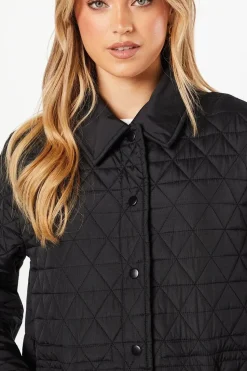 Quilted Padded Collar Short Puffer Coat