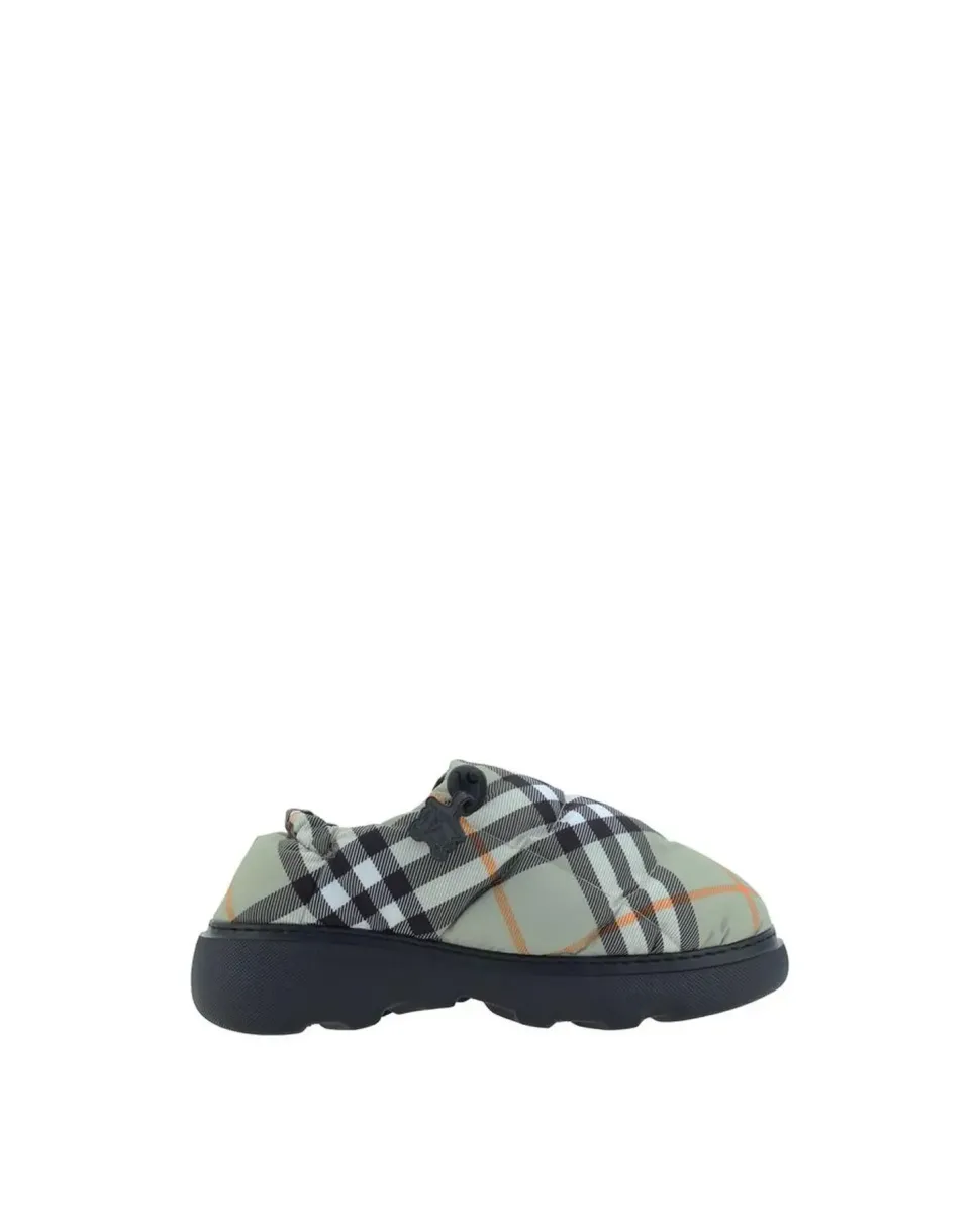 Quilted Padded Slip-On Flat Shoes with Contrasting Sole
