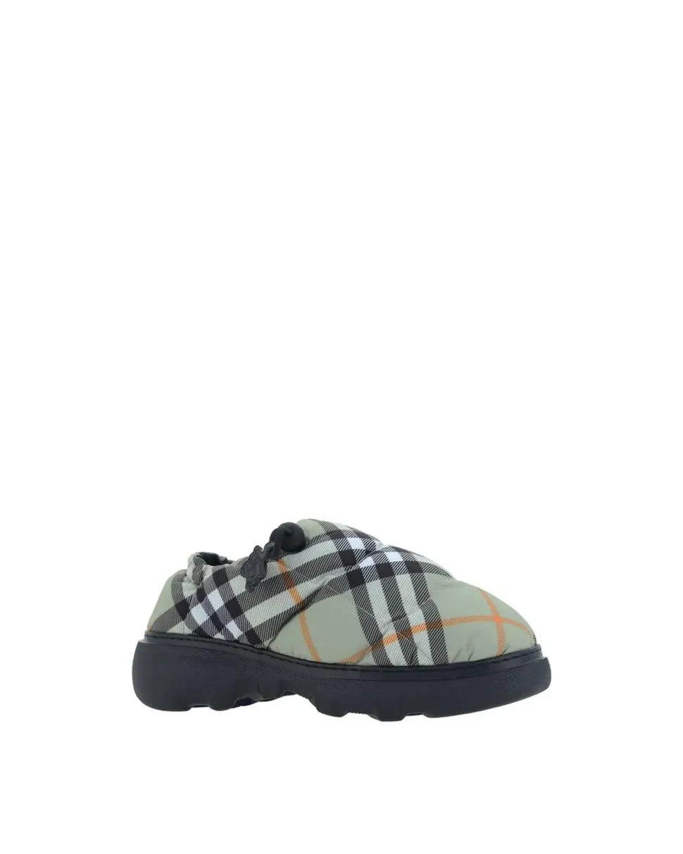 Quilted Padded Slip-On Flat Shoes with Contrasting Sole
