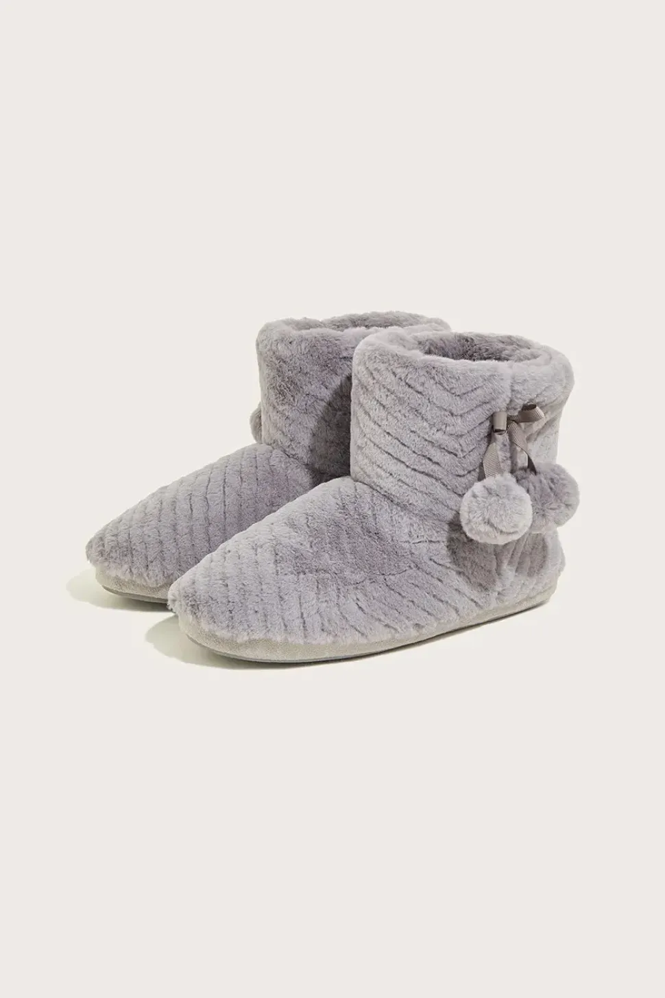 Quilted Pom-Pom Slipper Boots
