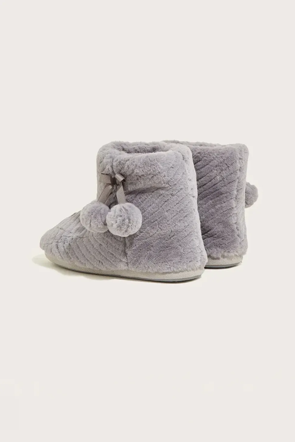 Quilted Pom-Pom Slipper Boots