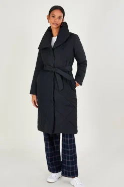 Quinn quilted hooded longline coat