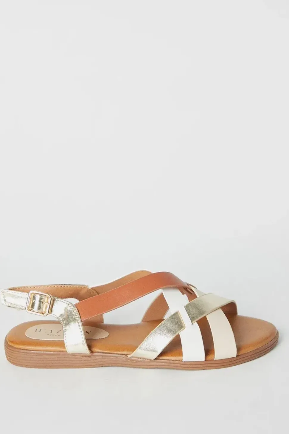Rafaella Cross Strap Low Wedge Sandals