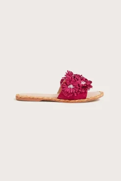 Raffia Floral Suede Sliders
