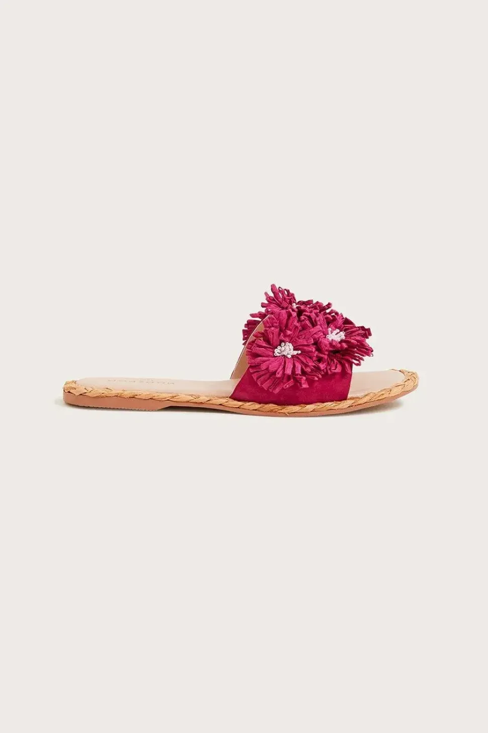 Raffia Floral Suede Sliders
