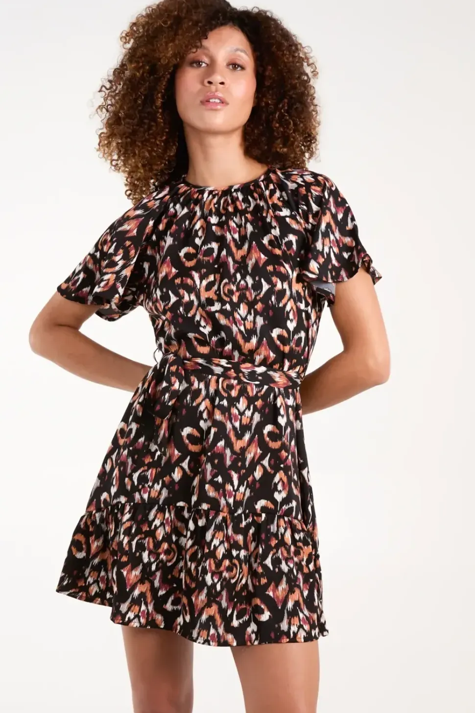 Raglan Frill Sleeve Mini Dress