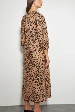 Raife Leopard Print Tie Midi Dress
