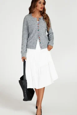 Rainbow Buttons Cardigan In Grey