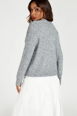 Rainbow Buttons Cardigan In Grey