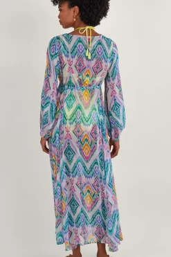 Rainbow Ikat Print Kaftan Dress in LENZING邃