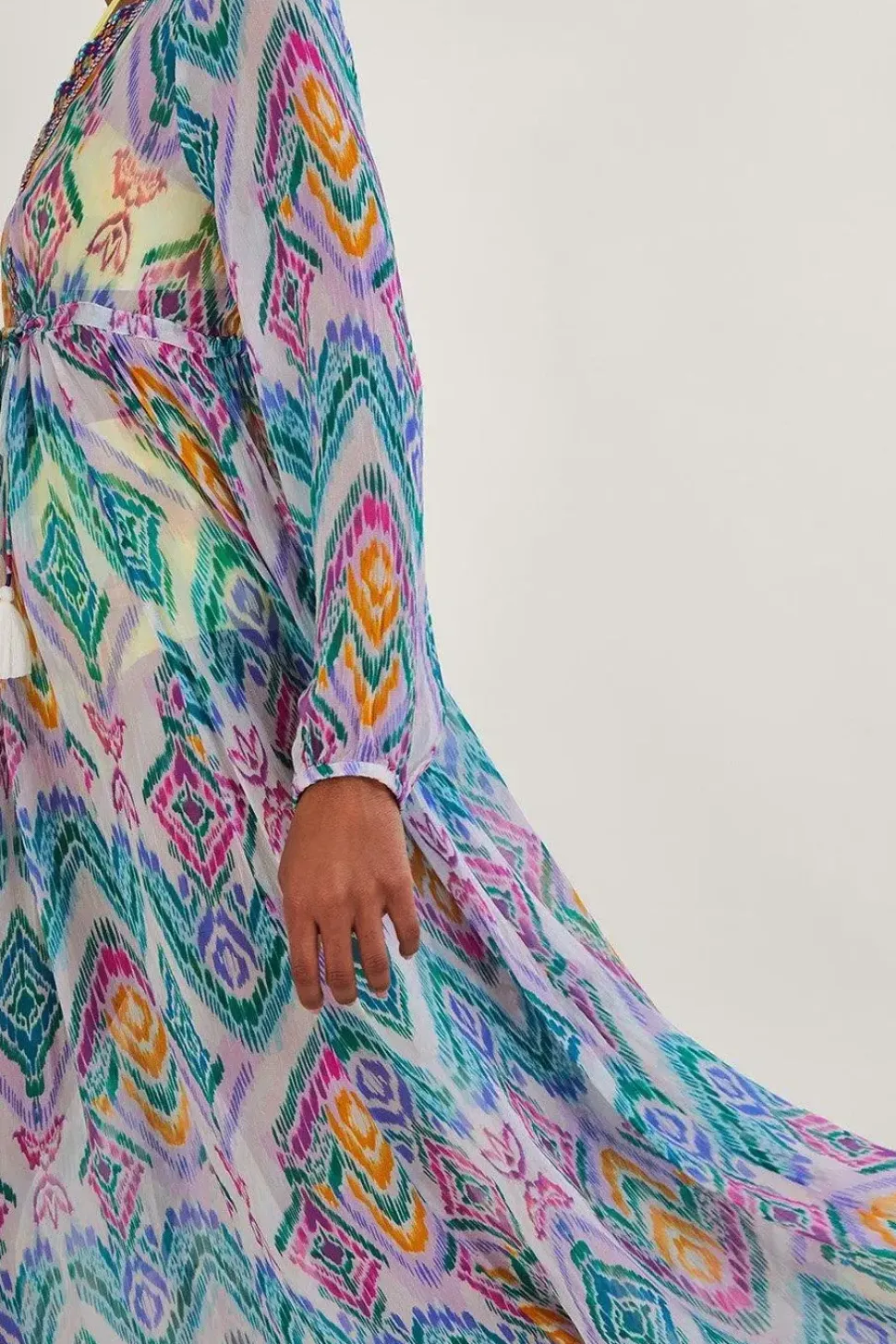 Rainbow Ikat Print Kaftan Dress in LENZING邃