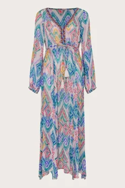 Rainbow Ikat Print Kaftan Dress in LENZING邃