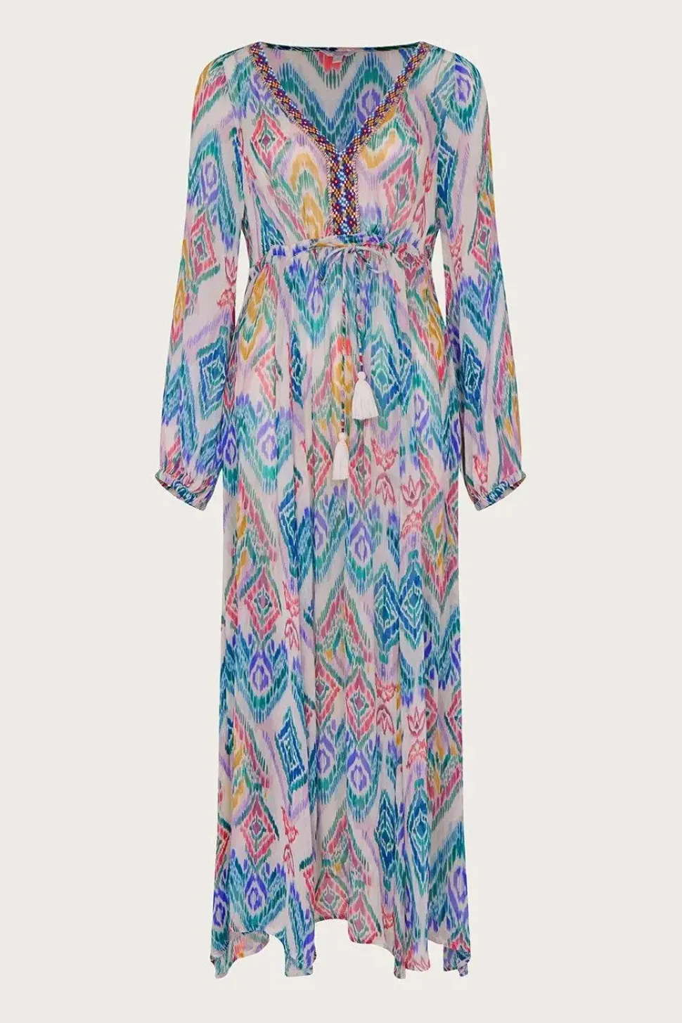Rainbow Ikat Print Kaftan Dress in LENZING邃
