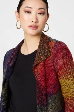 Rainbow Print Longline Knit Cardigan