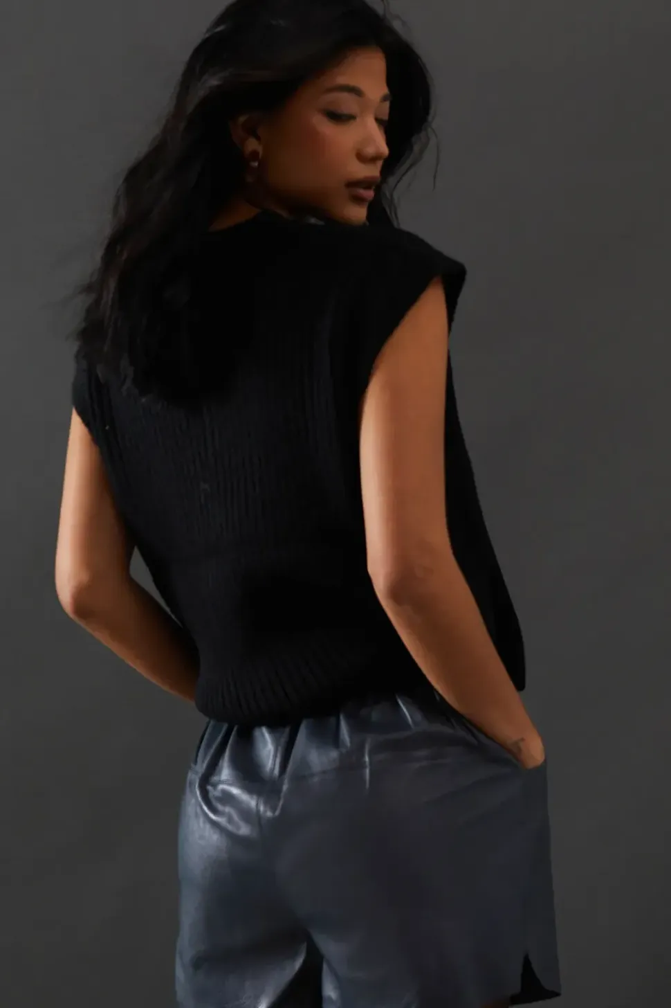 Real Leather Mini Runner Shorts