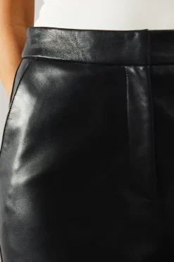 Real Leather Tapered Leg Trousers