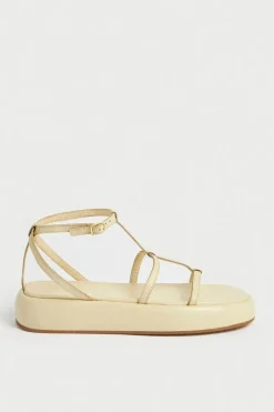 Real Leather T-Bar Strappy Flatform Sandal
